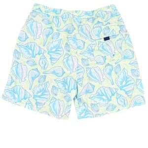 Vineyard Vines Swim Trunks Suit  Mens M Green Blue Seashell Print Board Short